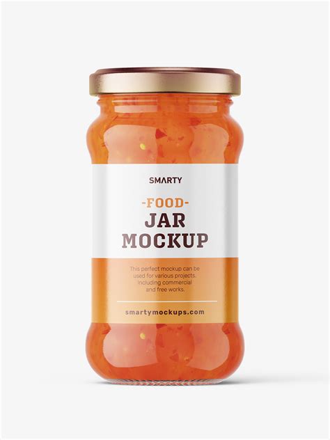 Download 350g Glass Jar with Sauce Mockup